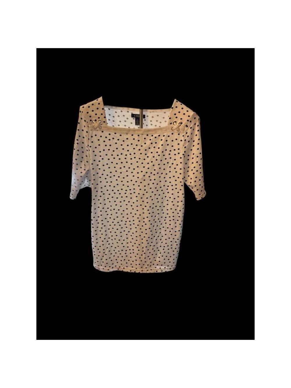 Chaps Women’s Large Polka Dot Square-Neck Cotton Blouse – Excellent Condition